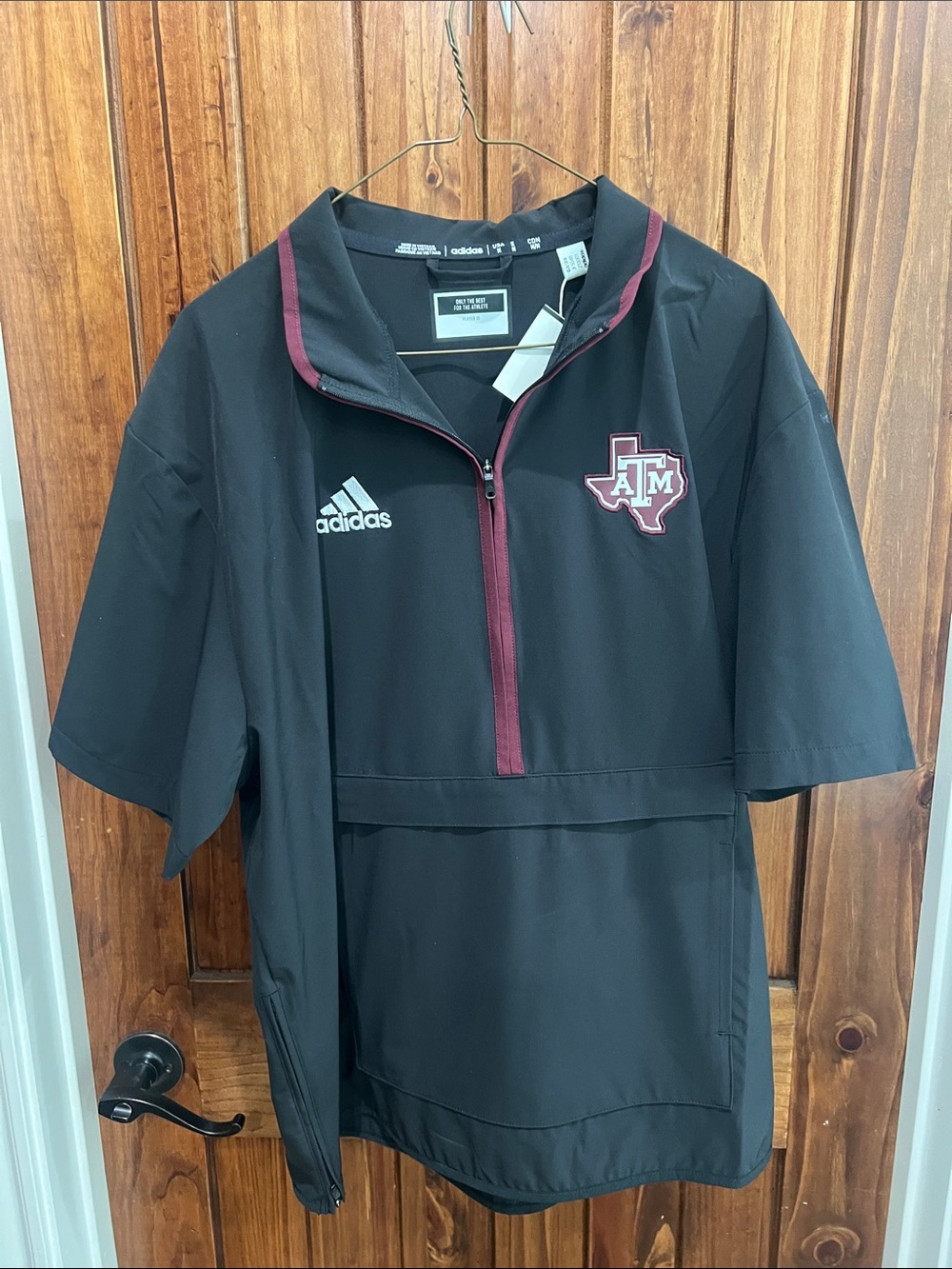 adidas Black and Maroon Texas A&M Half-Zip Pullover